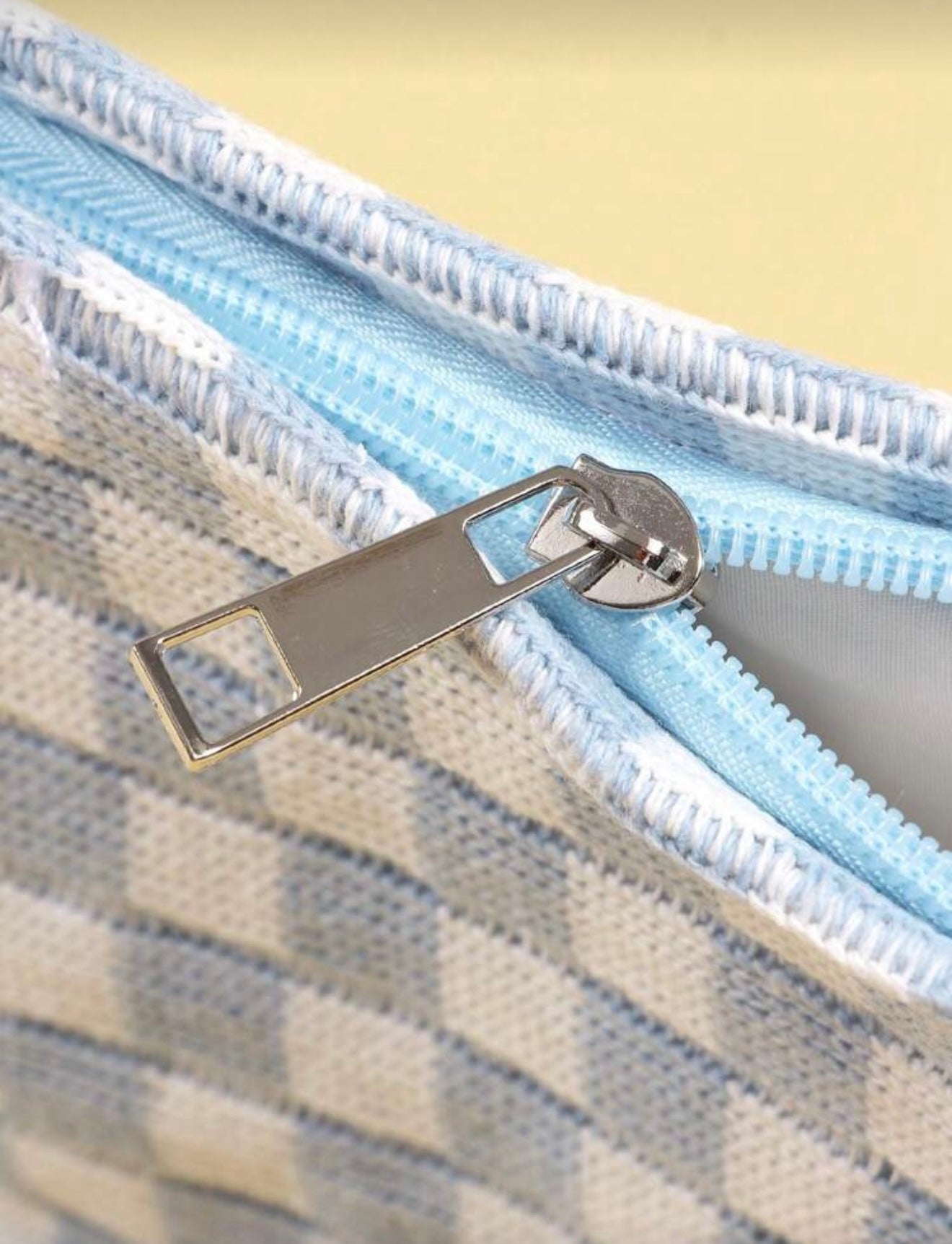 Blue Checkered Pouch - Large