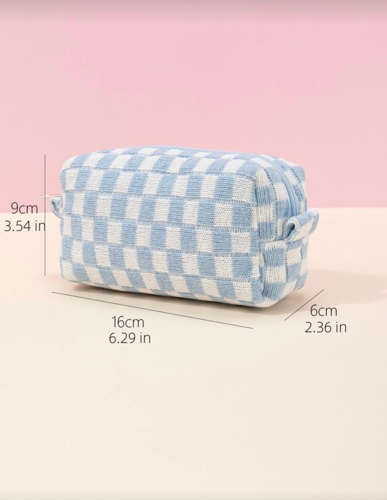 Blue Checkered Pouch - Medium