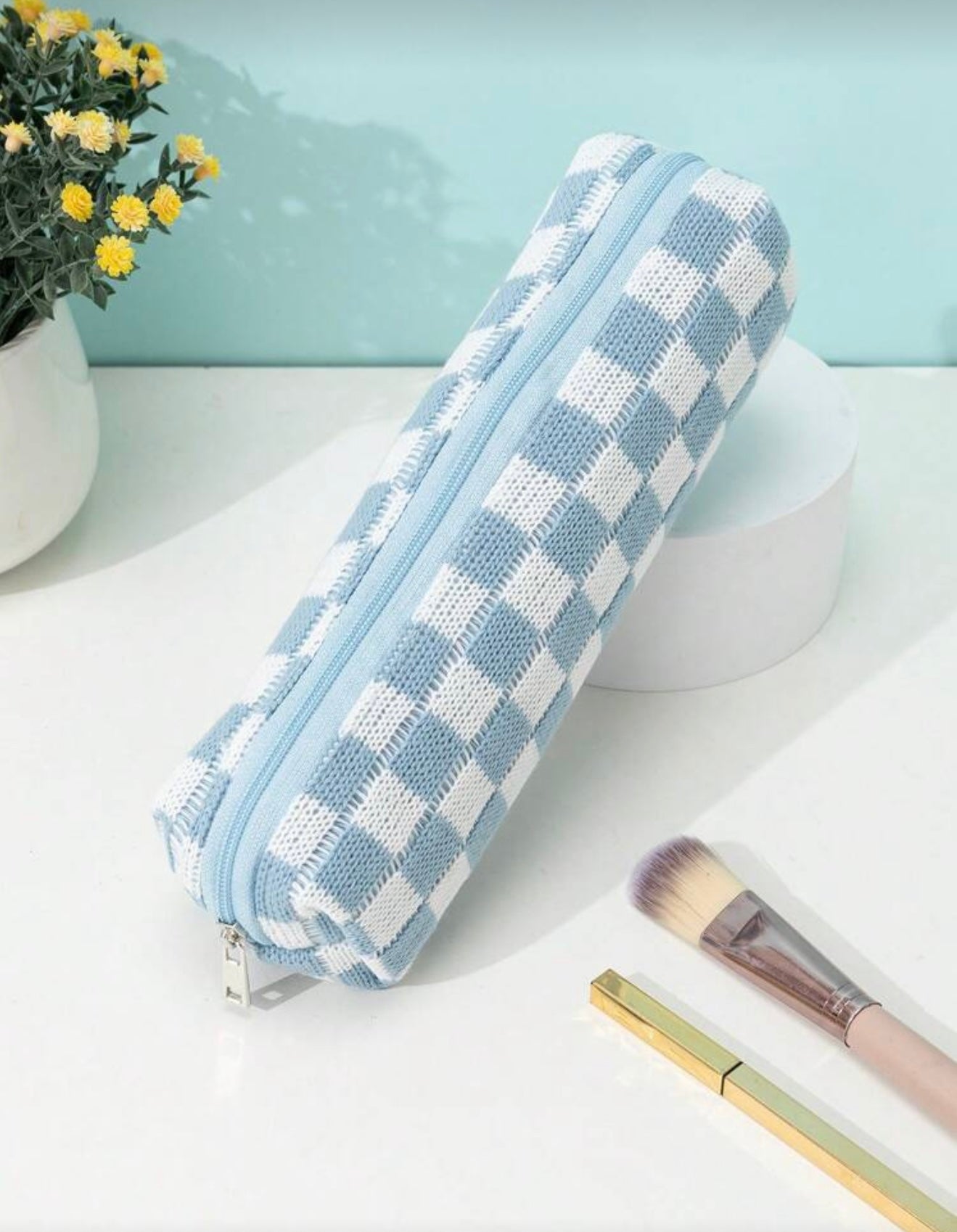 Blue Checkered Pouch - Small