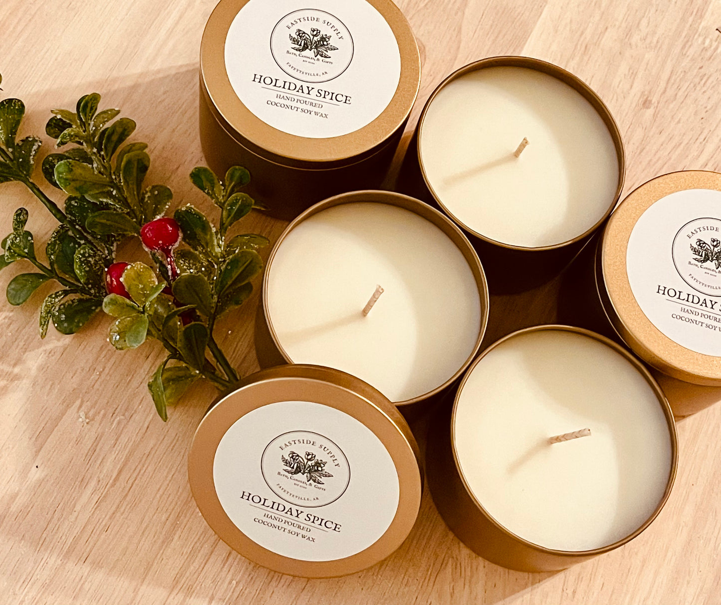 Christmas Candle Tin (Gold)