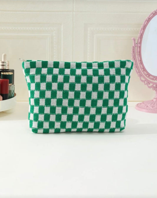 Green Checkered Pouch - Large