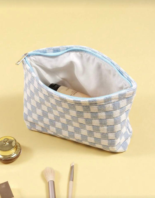 Blue Checkered Pouch - Large