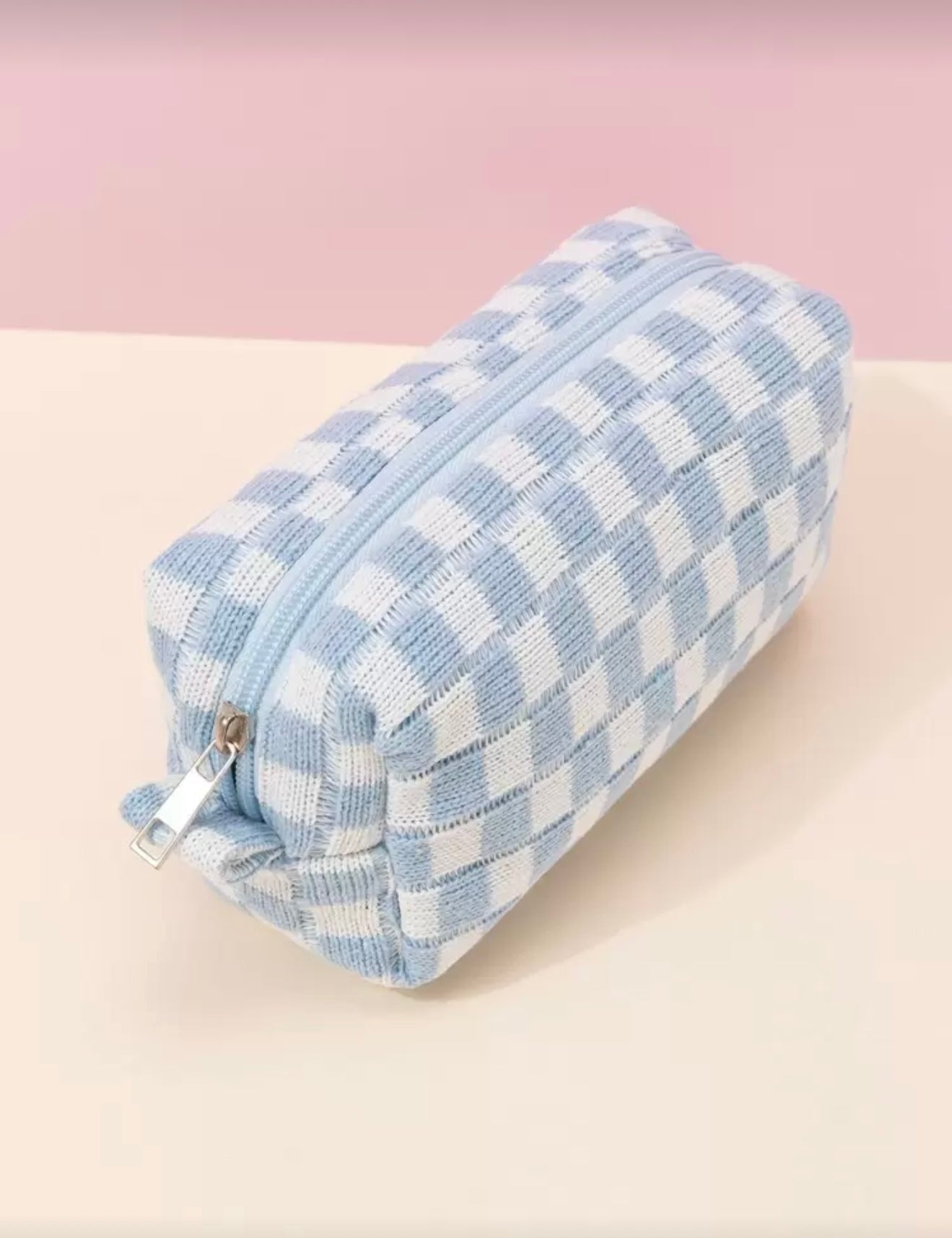Blue Checkered Pouch - Medium