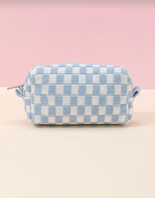 Blue Checkered Pouch - Medium