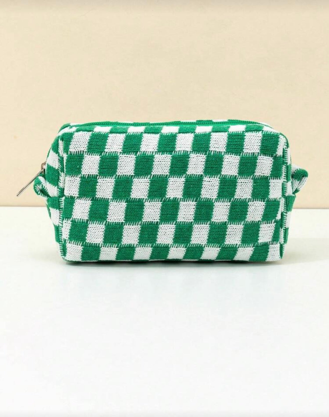 Green Checkered Pouch - Medium