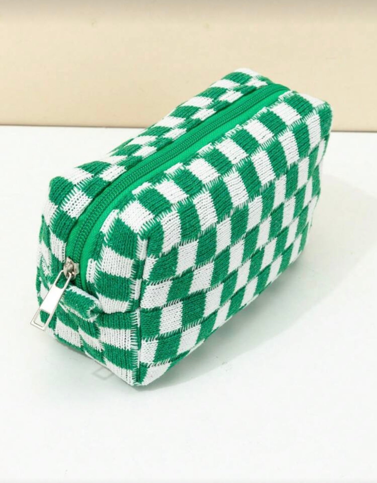 Green Checkered Pouch - Medium