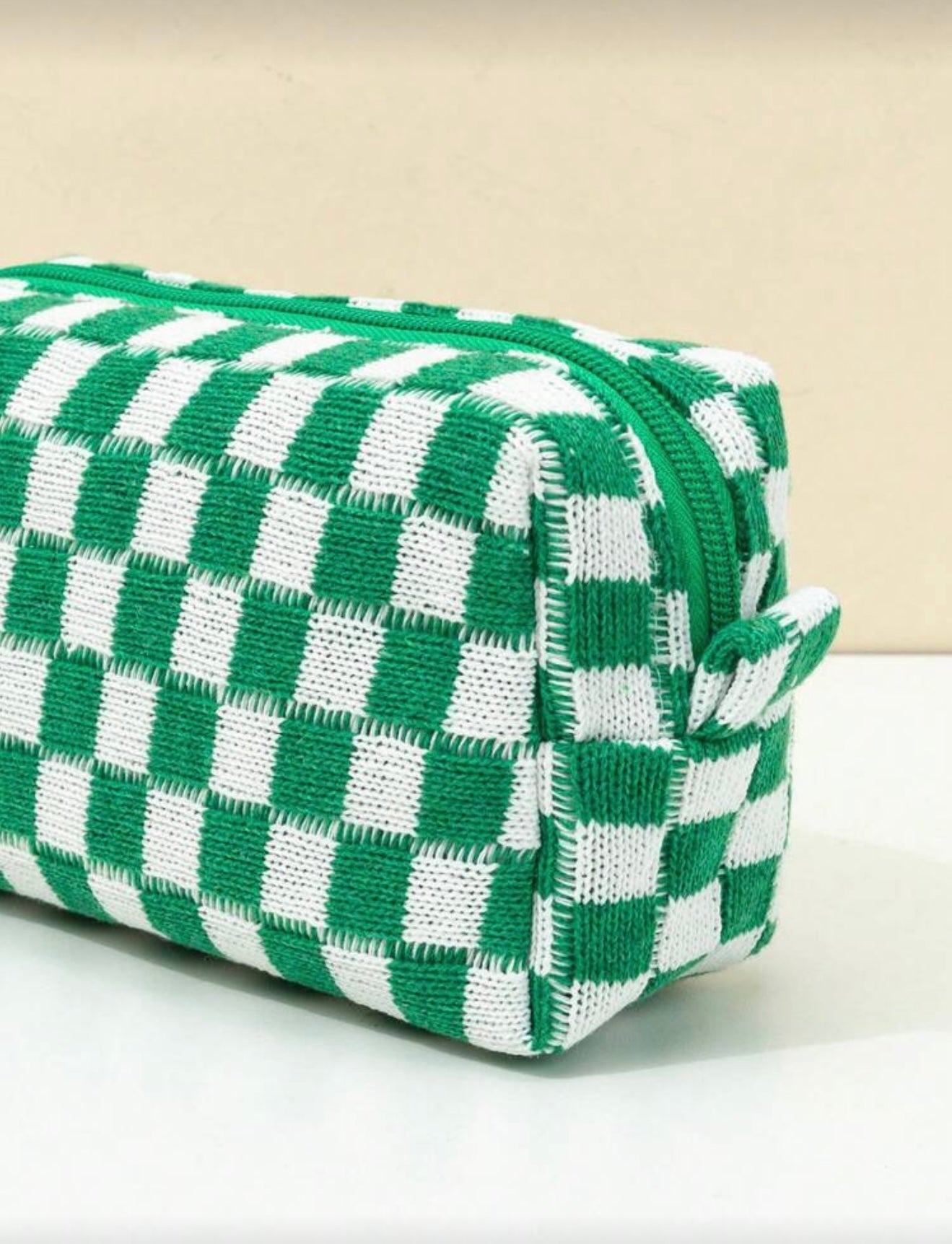 Green Checkered Pouch - Medium
