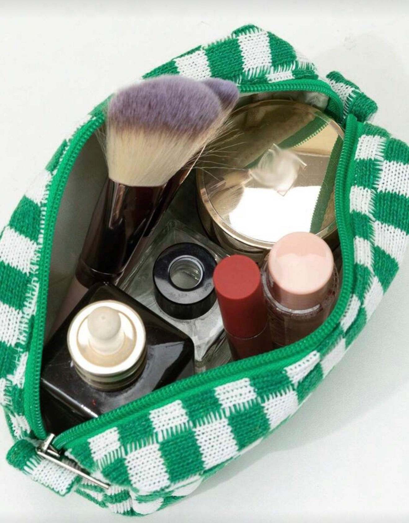 Green Checkered Pouch - Medium