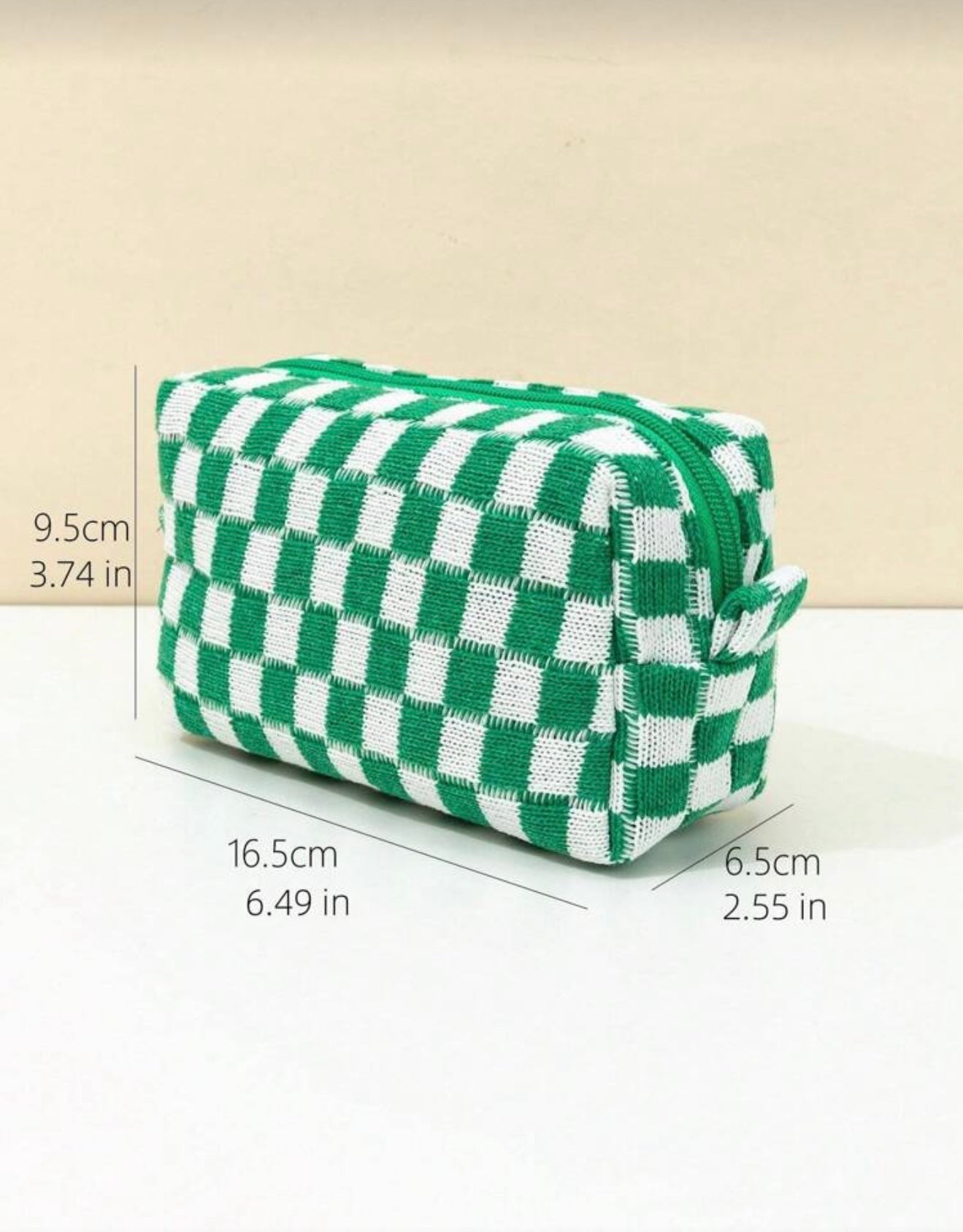 Green Checkered Pouch - Medium