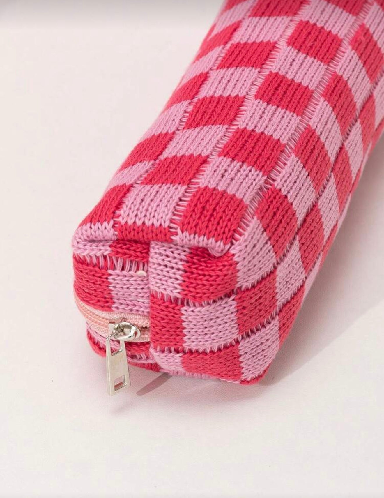 Pink Checkered Pouch - Small