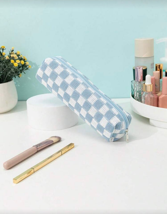 Blue Checkered Pouch - Small